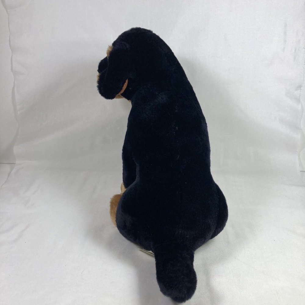 Fiesta 10" Sitting Rottweiler Plush Realistic Black Brown Dog Stuffed Animal Toy - Picture 5 of 10